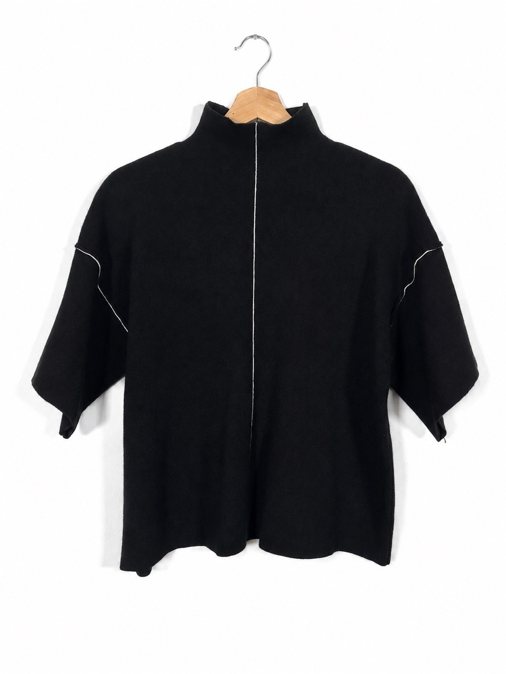 Max Studio Black Mock Neck Knit Sweater Minimalist 90s Office Classy Chic